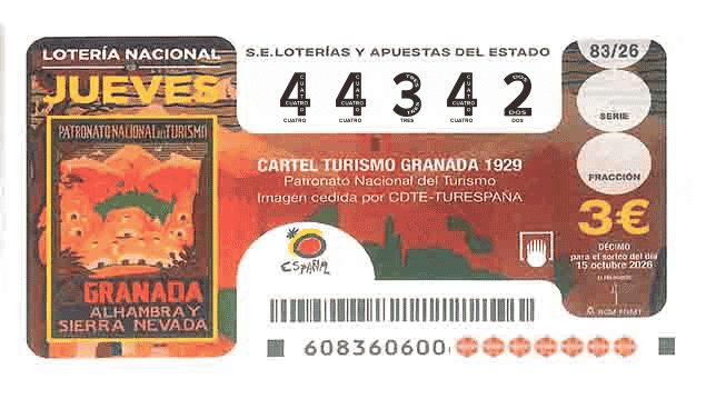 Décimo 44342 del sorteo 83-15/10/2026 Jueves
