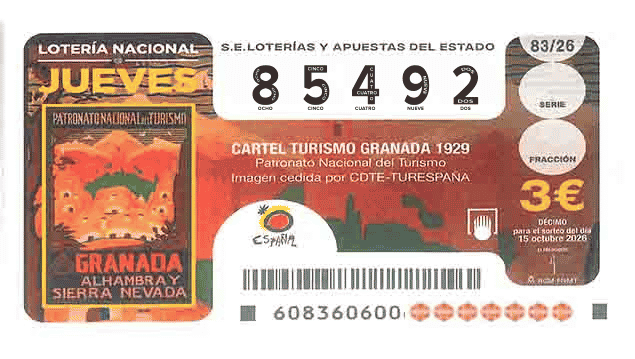 Décimo 85492 del sorteo 83-15/10/2026 Jueves