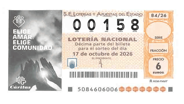 Décimo 00158 del sorteo 84-17/10/2026 Sábado