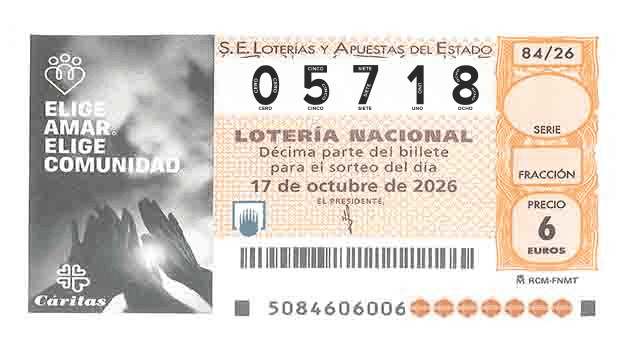 Décimo 05718 del sorteo 84-17/10/2026 Sábado