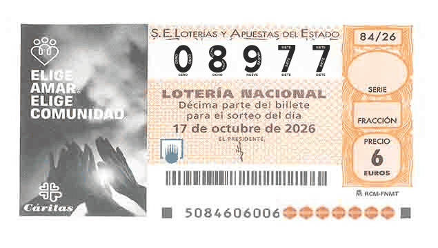 Décimo 08977 del sorteo 84-17/10/2026 Sábado
