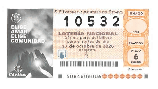 Décimo 10532 del sorteo 84-17/10/2026 Sábado