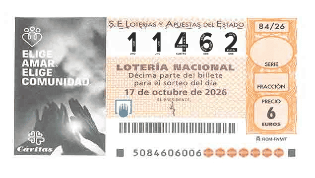 Décimo 11462 del sorteo 84-17/10/2026 Sábado