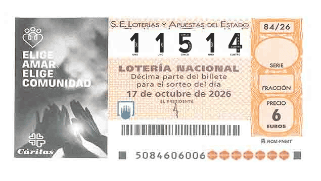 Décimo 11514 del sorteo 84-17/10/2026 Sábado