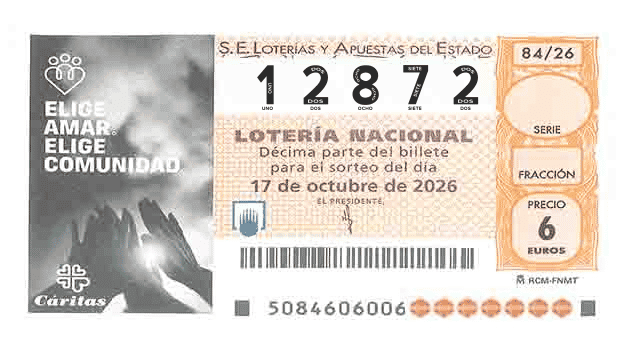Décimo 12872 del sorteo 84-17/10/2026 Sábado