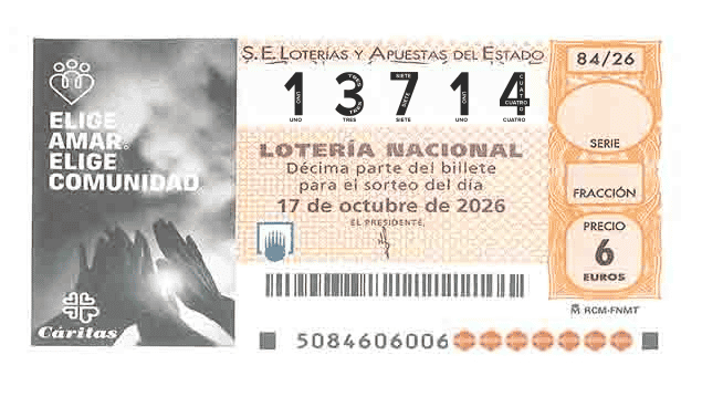 Décimo 13714 del sorteo 84-17/10/2026 Sábado