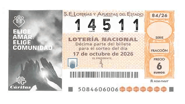 Décimo 14511 del sorteo 84-17/10/2026 Sábado