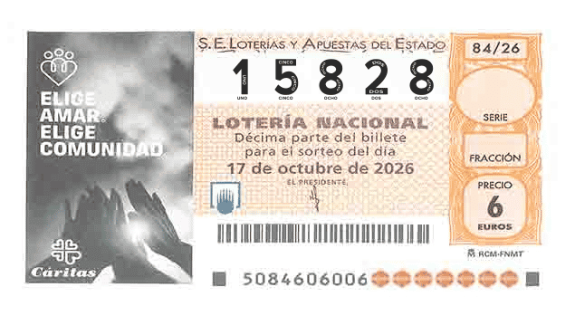 Décimo 15828 del sorteo 84-17/10/2026 Sábado