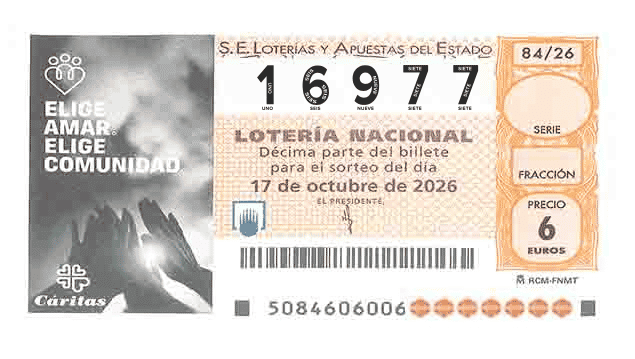 Décimo 16977 del sorteo 84-17/10/2026 Sábado