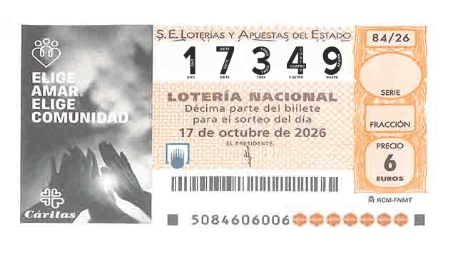 Décimo 17349 del sorteo 84-17/10/2026 Sábado