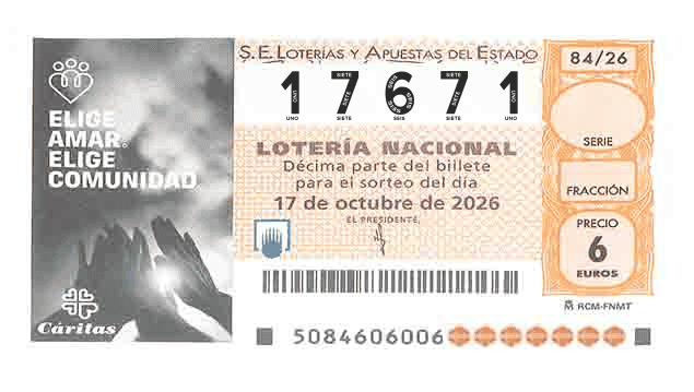 Décimo 17671 del sorteo 84-17/10/2026 Sábado