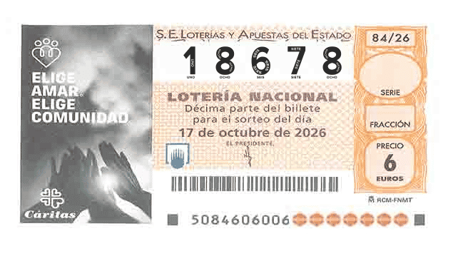 Décimo 18678 del sorteo 84-17/10/2026 Sábado