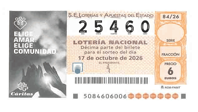 Décimo 25460 del sorteo 84-17/10/2026 Sábado