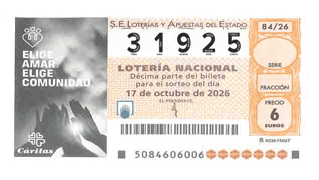 Décimo 31925 del sorteo 84-17/10/2026 Sábado