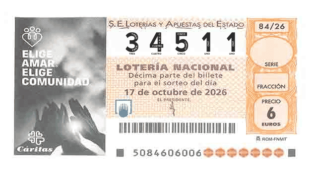Décimo 34511 del sorteo 84-17/10/2026 Sábado