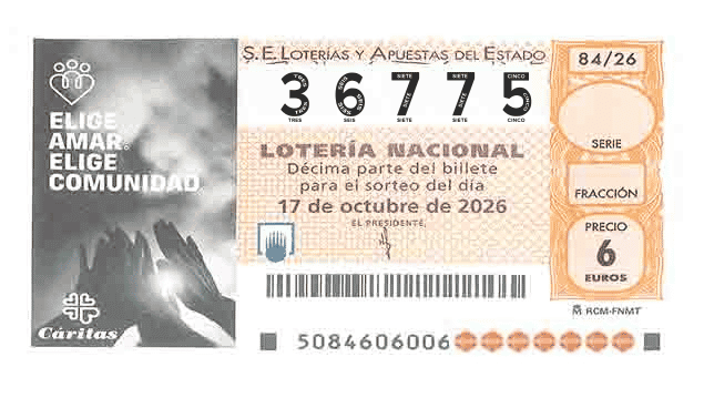 Décimo 36775 del sorteo 84-17/10/2026 Sábado