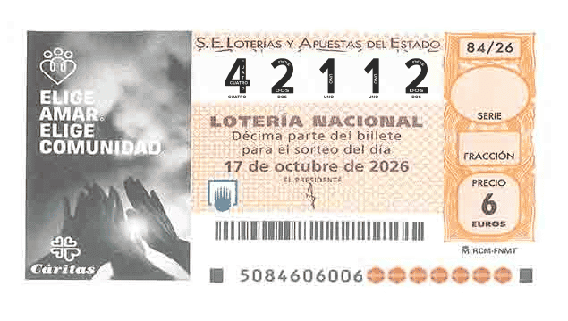 Décimo 42112 del sorteo 84-17/10/2026 Sábado