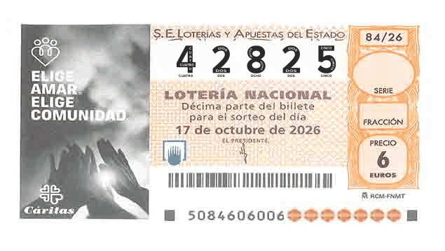 Décimo 42825 del sorteo 84-17/10/2026 Sábado