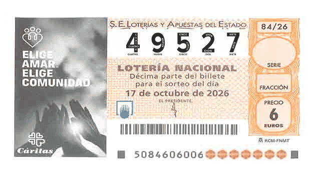 Décimo 49527 del sorteo 84-17/10/2026 Sábado