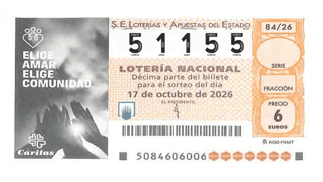 Décimo 51155 del sorteo 84-17/10/2026 Sábado