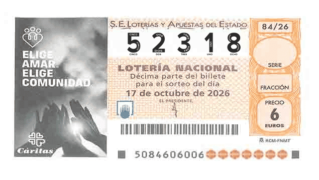 Décimo 52318 del sorteo 84-17/10/2026 Sábado