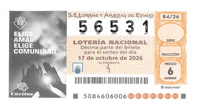 Décimo 56531 del sorteo 84-17/10/2026 Sábado