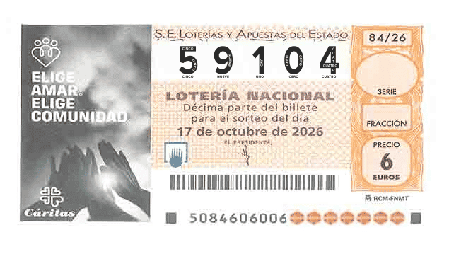 Décimo 59104 del sorteo 84-17/10/2026 Sábado