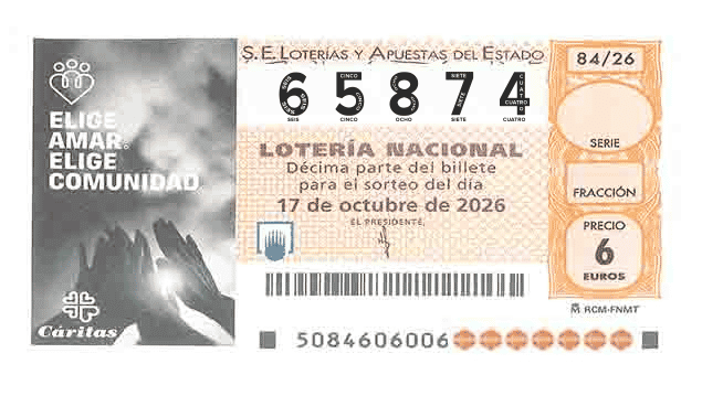 Décimo 65874 del sorteo 84-17/10/2026 Sábado