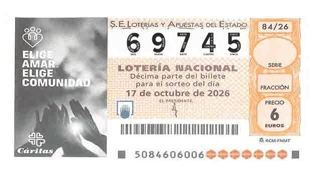 Décimo 69745 del sorteo 84-17/10/2026 Sábado