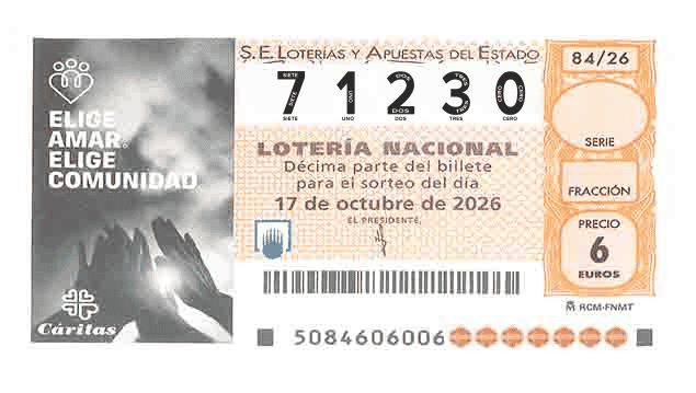 Décimo 71230 del sorteo 84-17/10/2026 Sábado