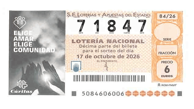 Décimo 71847 del sorteo 84-17/10/2026 Sábado
