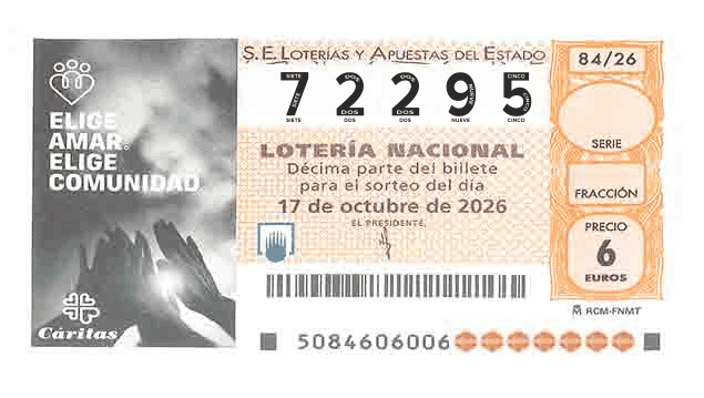 Décimo 72295 del sorteo 84-17/10/2026 Sábado