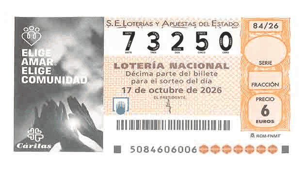Décimo 73250 del sorteo 84-17/10/2026 Sábado