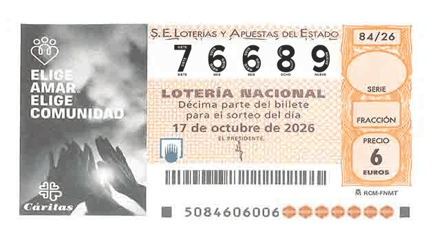 Décimo 76689 del sorteo 84-17/10/2026 Sábado