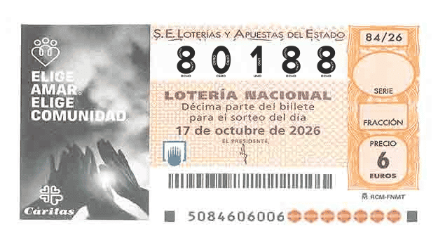 Décimo 80188 del sorteo 84-17/10/2026 Sábado