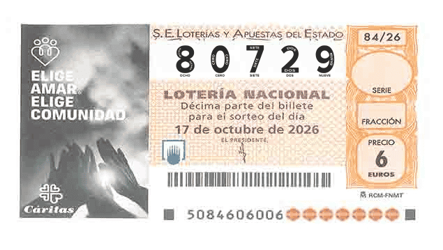 Décimo 80729 del sorteo 84-17/10/2026 Sábado