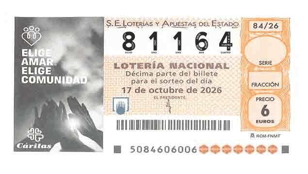 Décimo 81164 del sorteo 84-17/10/2026 Sábado