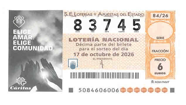Décimo 83745 del sorteo 84-17/10/2026 Sábado