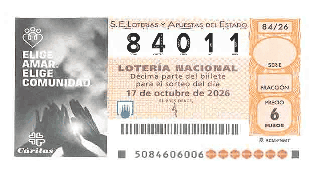 Décimo 84011 del sorteo 84-17/10/2026 Sábado