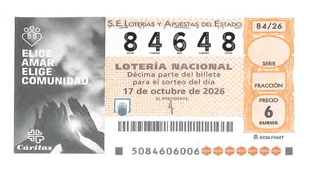 Décimo 84648 del sorteo 84-17/10/2026 Sábado