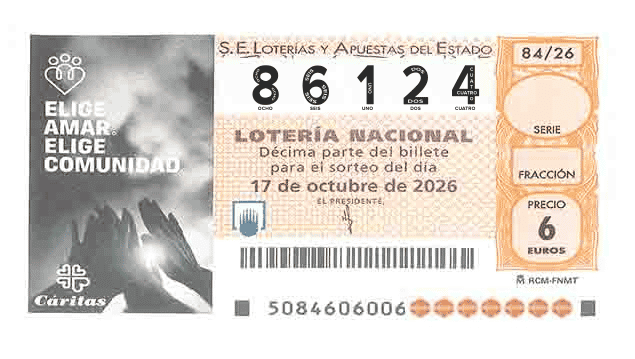 Décimo 86124 del sorteo 84-17/10/2026 Sábado