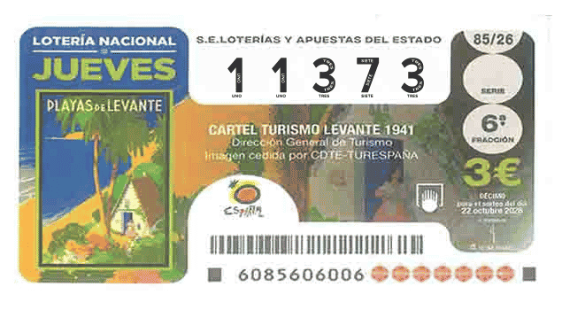 Décimo 11373 del sorteo 85-22/10/2026 Jueves