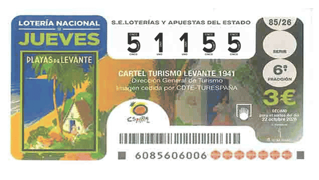 Décimo 51155 del sorteo 85-22/10/2026 Jueves