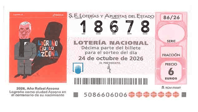 Décimo 18678 del sorteo 86-24/10/2026 Sábado