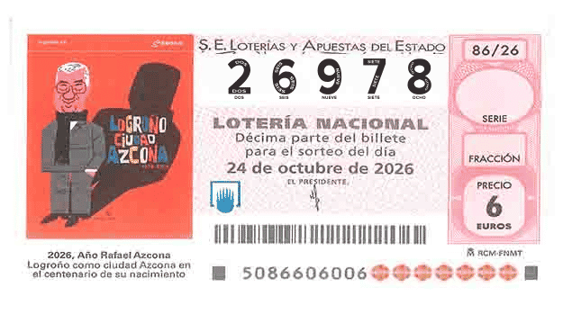 Décimo 26978 del sorteo 86-24/10/2026 Sábado