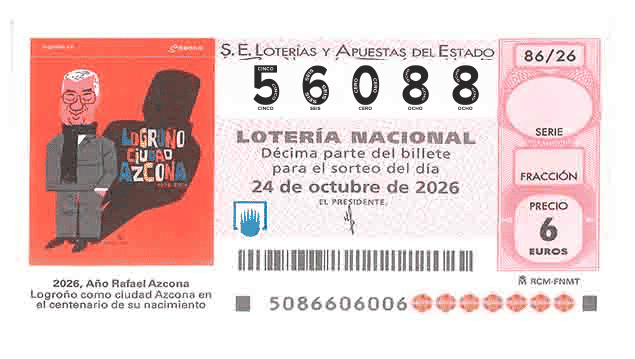 Décimo 56088 del sorteo 86-24/10/2026 Sábado