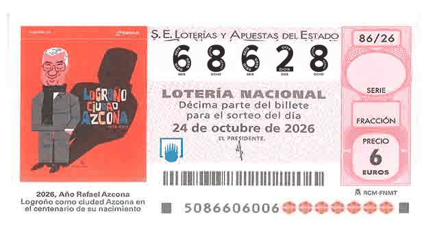 Décimo 68628 del sorteo 86-24/10/2026 Sábado