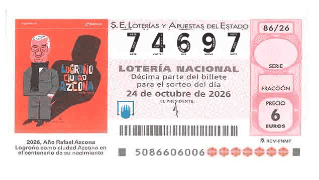 Décimo 74697 del sorteo 86-24/10/2026 Sábado