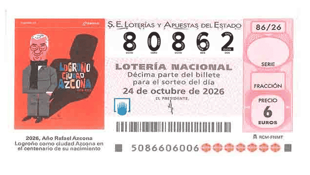 Décimo 80862 del sorteo 86-24/10/2026 Sábado