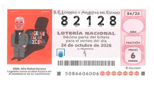 Décimo 82128 del sorteo 86-24/10/2026 Sábado